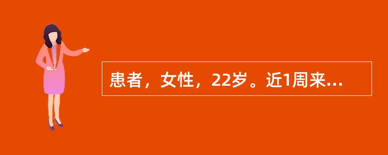 患者，女性，22岁。近1周来出现进食呕吐、食欲下降，继而出现乏力、神志淡漠、四肢