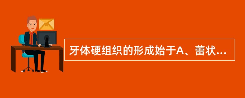 牙体硬组织的形成始于A、蕾状晚期B、帽状早期C、帽状晚期D、钟状早期E、钟状晚期