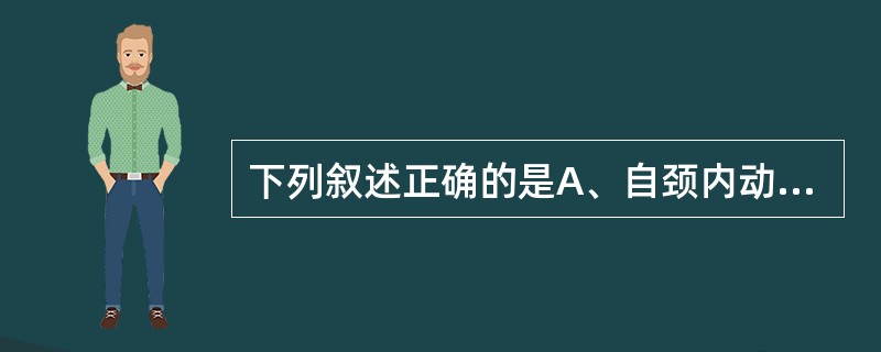 下列叙述正确的是A、自颈内动脉起始后，颈内动脉在颈外动脉的前内侧B、颈内动脉在颈