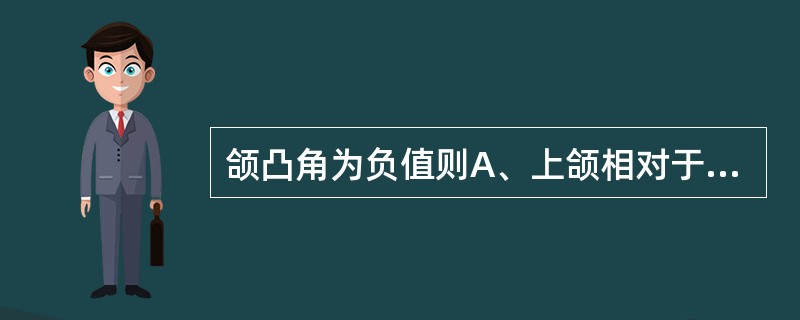 颌凸角为负值则A、上颌相对于整个侧面前突B、上颌相对于颅底前突C、上颌相对于颅底