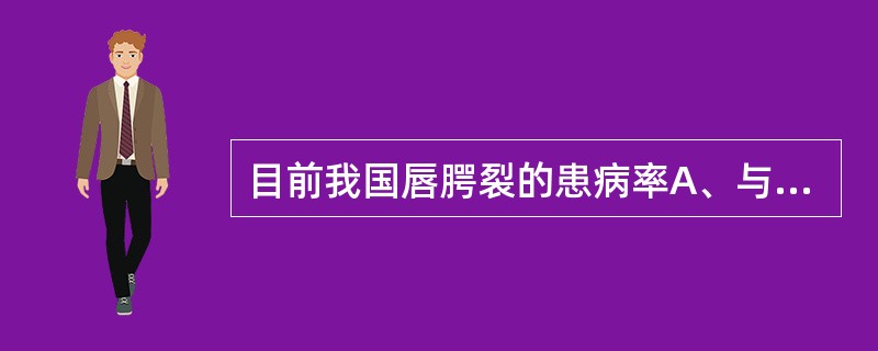 目前我国唇腭裂的患病率A、与以前相同B、有上升趋势C、有下降趋势D、起伏不定E、