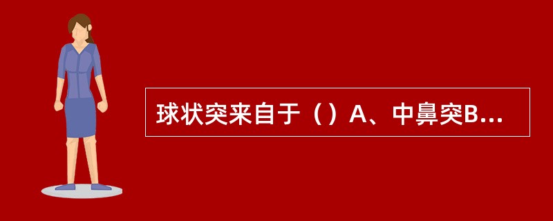 球状突来自于（）A、中鼻突B、侧鼻突C、联合突D、上颌突E、下颌突