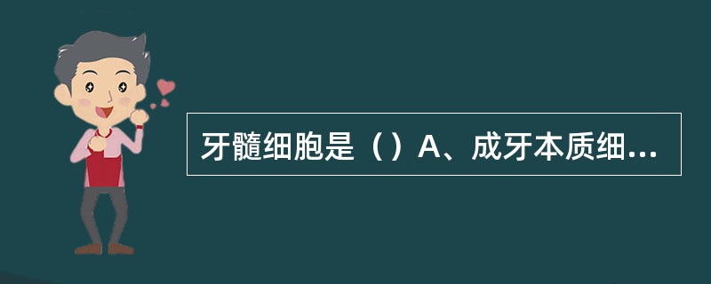 牙髓细胞是（）A、成牙本质细胞B、成纤维细胞C、巨噬细胞D、成骨细胞E、树突状