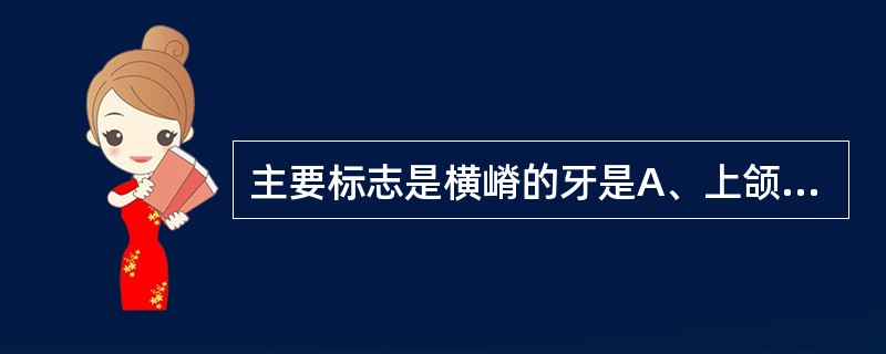 主要标志是横嵴的牙是A、上颌第一前磨牙B、下颌第一前磨牙C、上颌第二前磨牙D、下