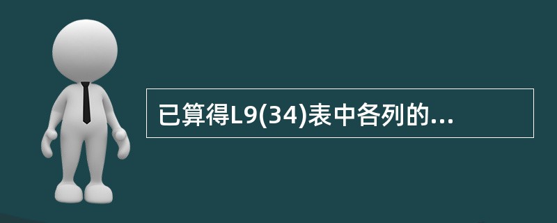 已算得L9(34)表中各列的平方和为S1=618,S2=42,S3=402,S4