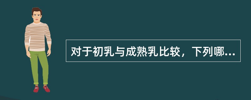 对于初乳与成熟乳比较，下列哪项是恰当的（）