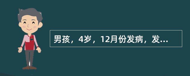 男孩，4岁，12月份发病，发热、纳差2天，伴头痛、呕吐1天，抽搐1次。体检：T3