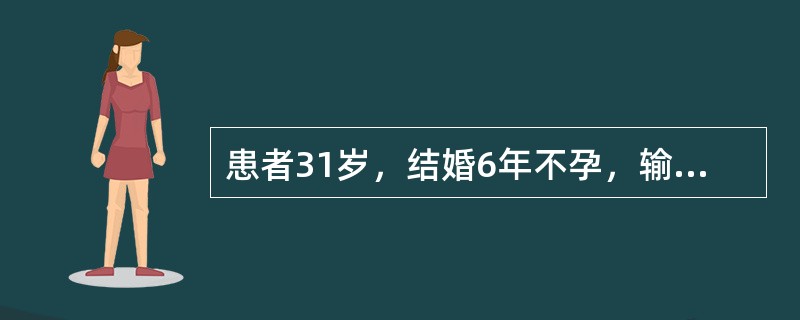 患者31岁，结婚6年不孕，输卵管碘油造影呈串珠状，子宫未见异常，既往有肺结核病史