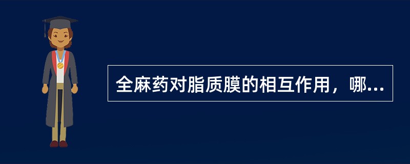 全麻药对脂质膜的相互作用，哪项是正确的（）