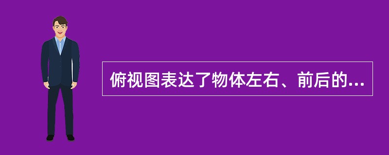 俯视图表达了物体左右、前后的位置关系，反映物体的长度和宽度。