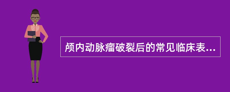 颅内动脉瘤破裂后的常见临床表现。