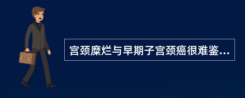 宫颈糜烂与早期子宫颈癌很难鉴别，应行宫颈刮片细胞学检查，必要时做宫颈或宫颈管活组