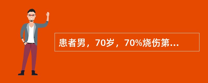 患者男，70岁，70%烧伤第2天收缩压80mmHg，呼吸34次/min，平均尿量