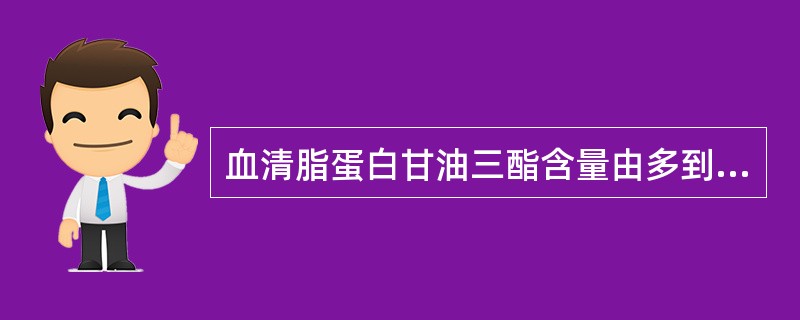 血清脂蛋白甘油三酯含量由多到少排列的顺序是（）