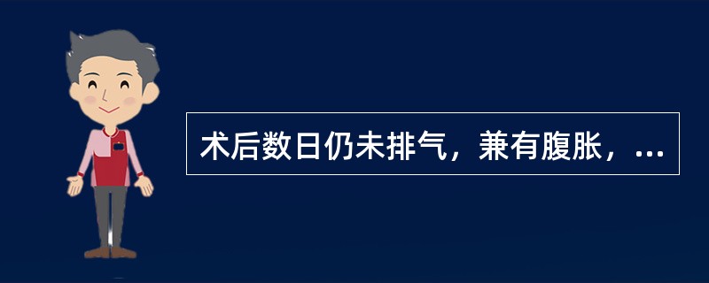 术后数日仍未排气，兼有腹胀，肠鸣音消失（）