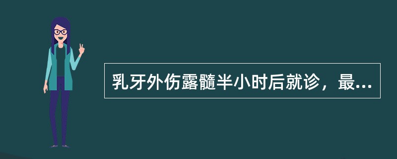 乳牙外伤露髓半小时后就诊，最佳的治疗方案为（）