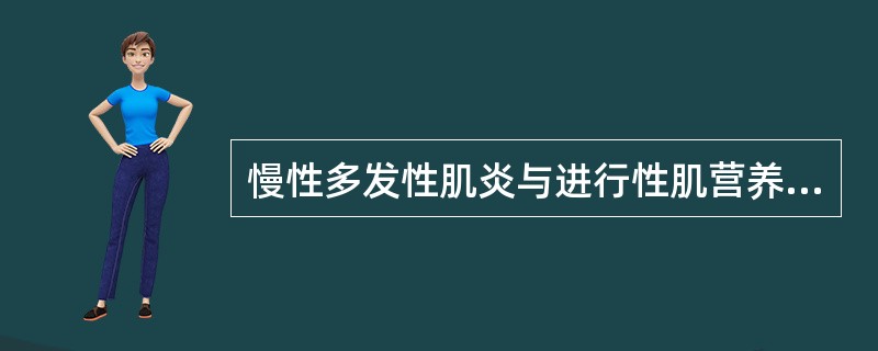 慢性多发性肌炎与进行性肌营养不良的最佳鉴别点为（）。