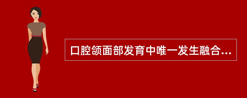 口腔颌面部发育中唯一发生融合的部位是A、左右侧腭突与鼻中隔B、两下颌突C、下颌突