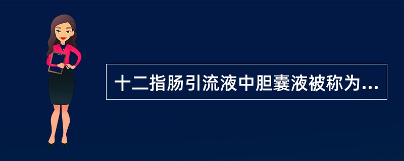 十二指肠引流液中胆囊液被称为A、A胆汁B、B胆汁C、C胆汁D、D液E、以上都不对