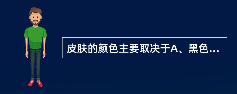 皮肤的颜色主要取决于A、黑色素细胞数量多少B、黑色素细胞合成黑色素及其使黑色素分