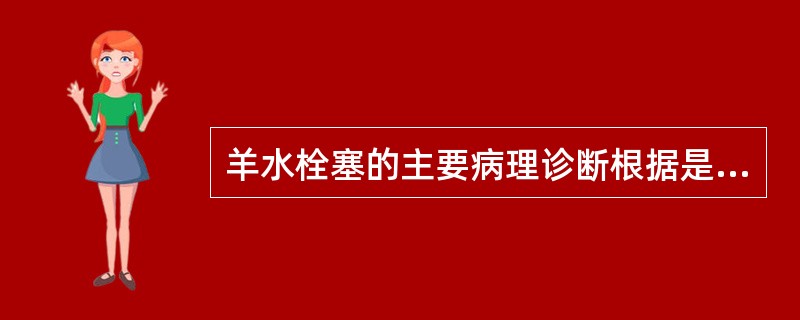 羊水栓塞的主要病理诊断根据是A、肺小动脉和毛细血管内有羊水的成分B、微循环内透明