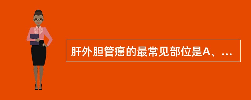 肝外胆管癌的最常见部位是A、胆囊管开口以上肝外胆管B、胆总管中段C、胆总管下段D