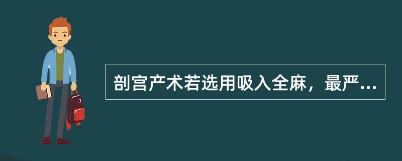 剖宫产术若选用吸入全麻，最严重的并发症可能是A、低血压B、子宫大出血C、误吸D、