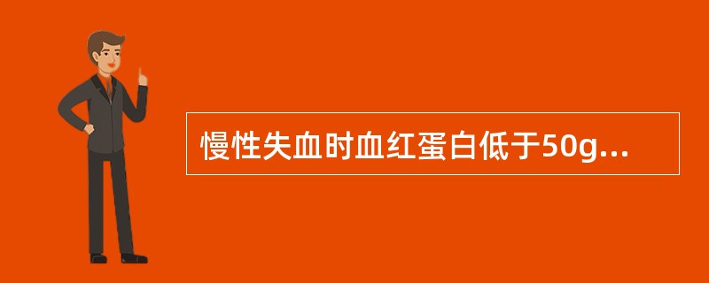 慢性失血时血红蛋白低于50g£¯dl，则A、禁忌手术B、不出现发绀C、出现休克D