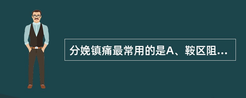 分娩镇痛最常用的是A、鞍区阻滞B、氯胺酮麻醉C、连续骶管阻滞D、双侧宫颈旁及阴部