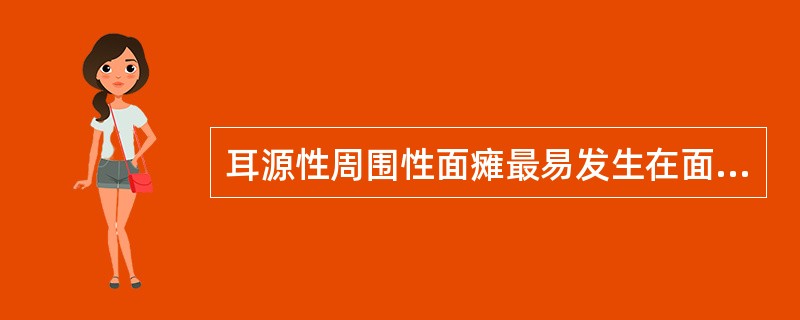 耳源性周围性面瘫最易发生在面神经的A、颅内段B、迷路段C、鼓室段D、垂直段E、颅