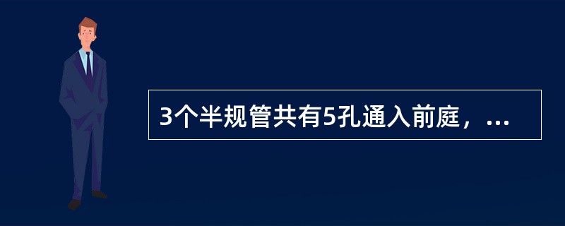 3个半规管共有5孔通入前庭，其中2个合成总脚，它们是A、外半规管内端与后半规管下