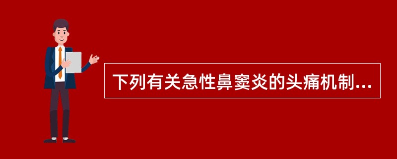 下列有关急性鼻窦炎的头痛机制，错误的是A、炎症产物刺激神经末梢B、黏膜肿胀压迫神