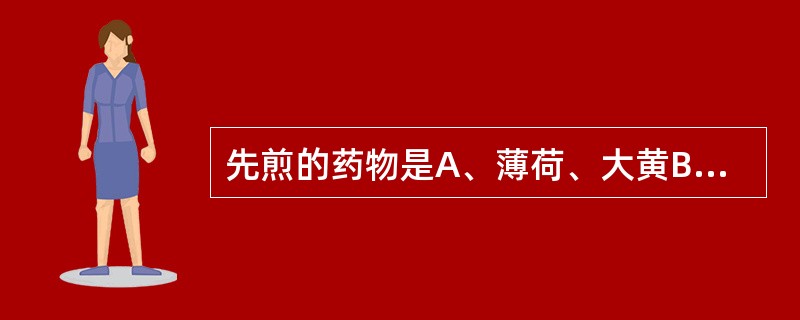 先煎的药物是A、薄荷、大黄B、蒲黄、海金沙C、人参、阿胶D、川乌、附子E、灶心土