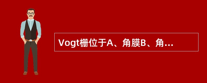 Vogt栅位于A、角膜B、角巩膜缘C、虹膜睫状体交界处D、巩膜E、虹膜