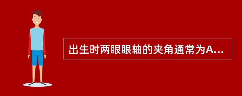 出生时两眼眼轴的夹角通常为A、59°B、67°C、68°D、71°E、75° -