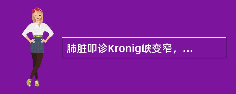 肺脏叩诊Kronig峡变窄，最可能的疾病是A、肺尖结核B、肺气肿C、气胸D、肺水