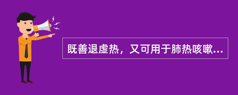 既善退虚热，又可用于肺热咳嗽的药物是A、青蒿B、白薇C、胡黄连D、银柴胡E、地骨