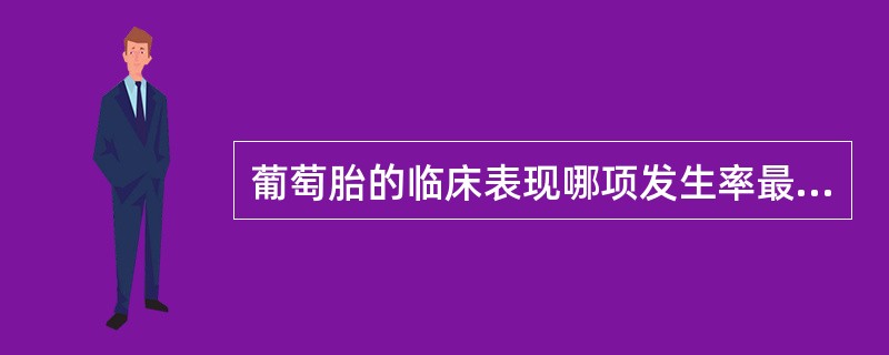 葡萄胎的临床表现哪项发生率最低A、妊娠剧吐B、甲亢C、子痫D、阴道不规则出血E、