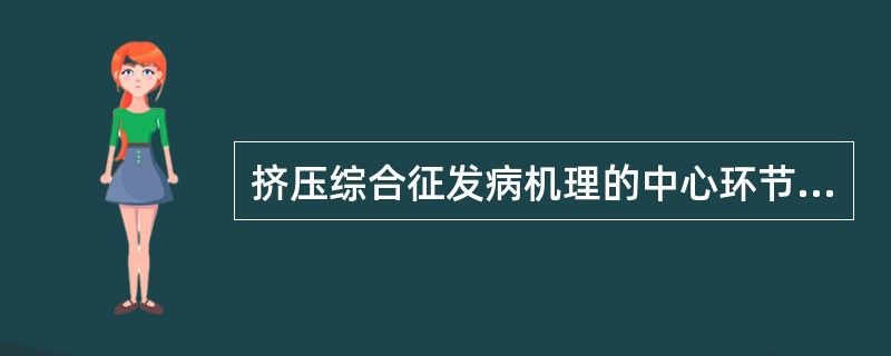 挤压综合征发病机理的中心环节是A、肌肉缺血性坏死和肾缺血B、肌红蛋白尿C、高钾血