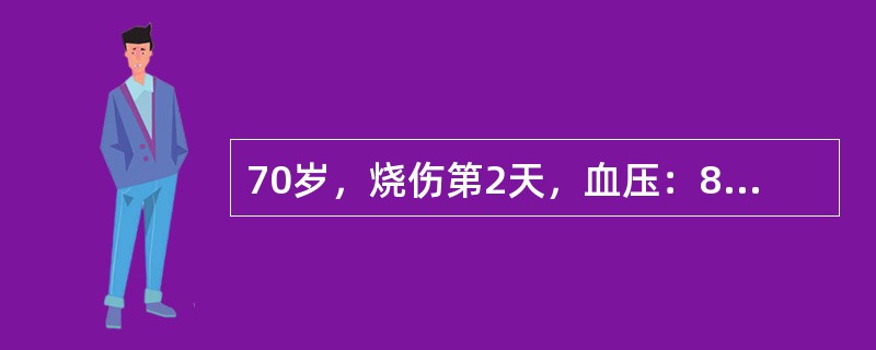 70岁，烧伤第2天，血压：80£¯60mmHg，呼吸频率20次£¯min．每小时
