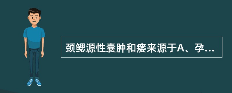 颈鳃源性囊肿和瘘来源于A、孕4～8周的鳃弓B、孕8～12周的鳃板C、孕4～8周的