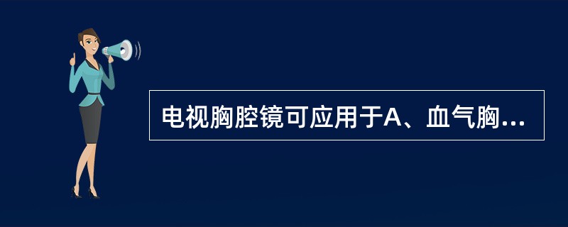 电视胸腔镜可应用于A、血气胸B、肺大泡C、自发性气胸D、慢性脓胸E、以上都是 -