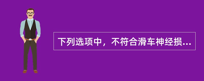 下列选项中，不符合滑车神经损伤临床特点的是A、蝶骨小翼或眼眶骨折造成B、显著的滑