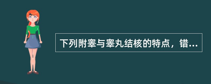 下列附睾与睾丸结核的特点，错误的是A、多见于青壮年，常从附睾尾部开始，以后波及整