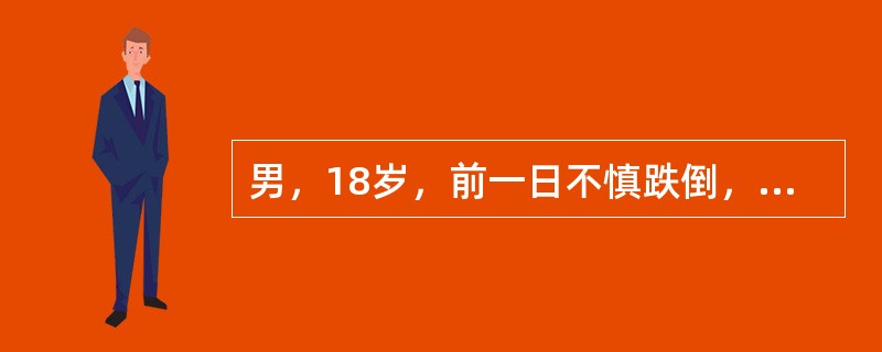 男，18岁，前一日不慎跌倒，右肩部肿胀疼痛，活动受限，锁骨中段有畸形，可触及骨折