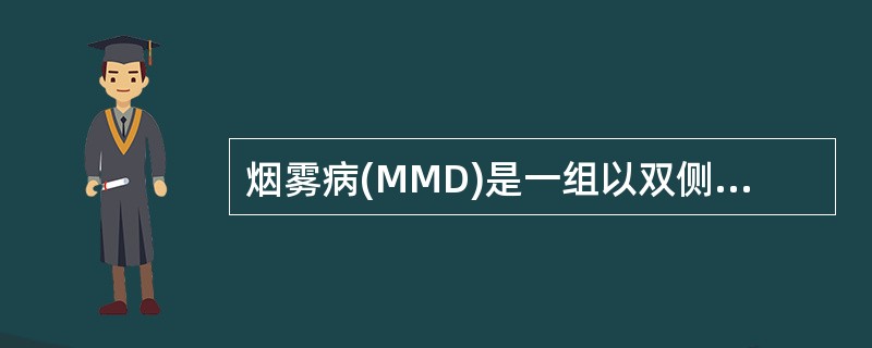 烟雾病(MMD)是一组以双侧颈内动脉末端及其大分支血管进行性狭窄或闭塞，且在颅底