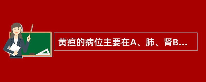 黄疸的病位主要在A、肺、肾B、心、肾C、表、里D、脾、胃、肝、胆E、心、小肠 -