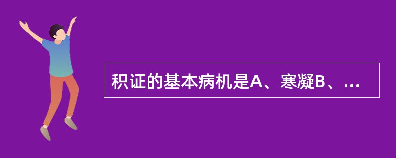 积证的基本病机是A、寒凝B、气滞C、血瘀D、水湿停聚E、食积