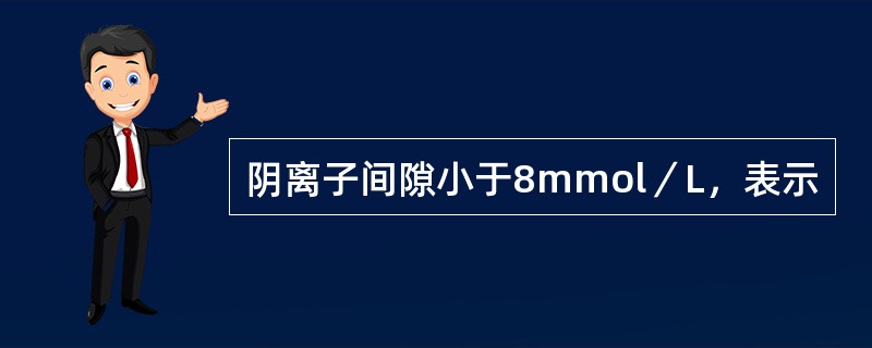 阴离子间隙小于8mmol／L，表示