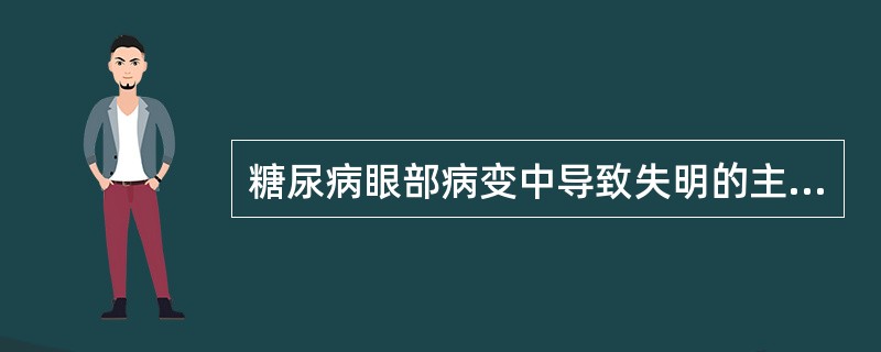 糖尿病眼部病变中导致失明的主要原因是A、视网膜小静脉病变B、白内障C、增殖性视网